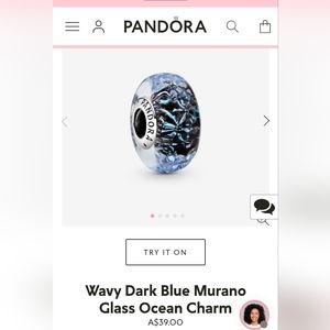 Pandora September charm - Dark Blue Murano glass